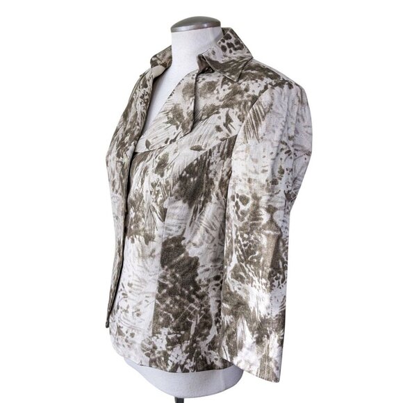 Vintage 1980s Womens Blazer Jacket Size 10 Metallic Gold Shimmer Puffed Sleeve - Picture 3 of 8